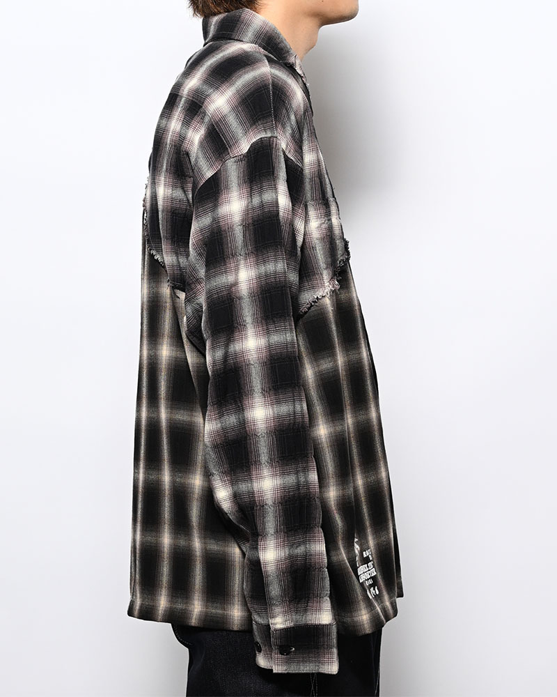 DIFFER SWITCHING CHECK SHIRT -BLACK-
