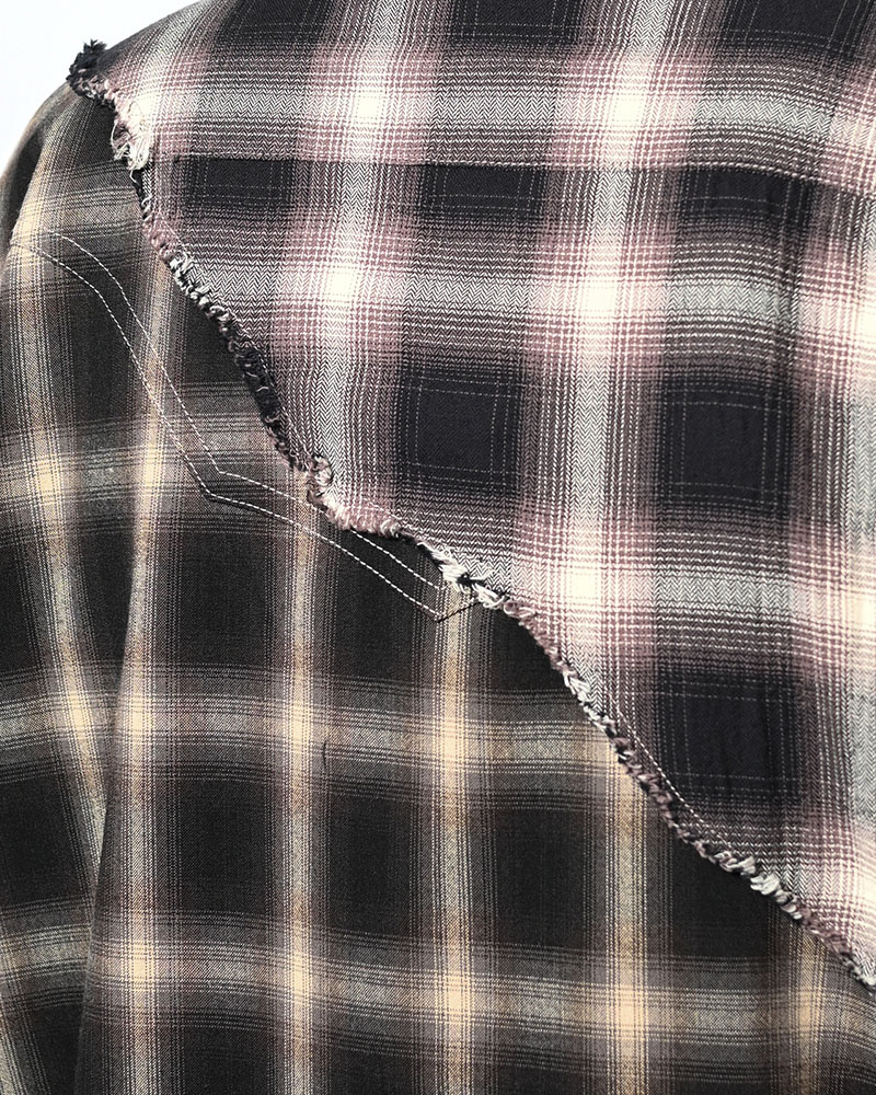 DIFFER SWITCHING CHECK SHIRT -BLACK-