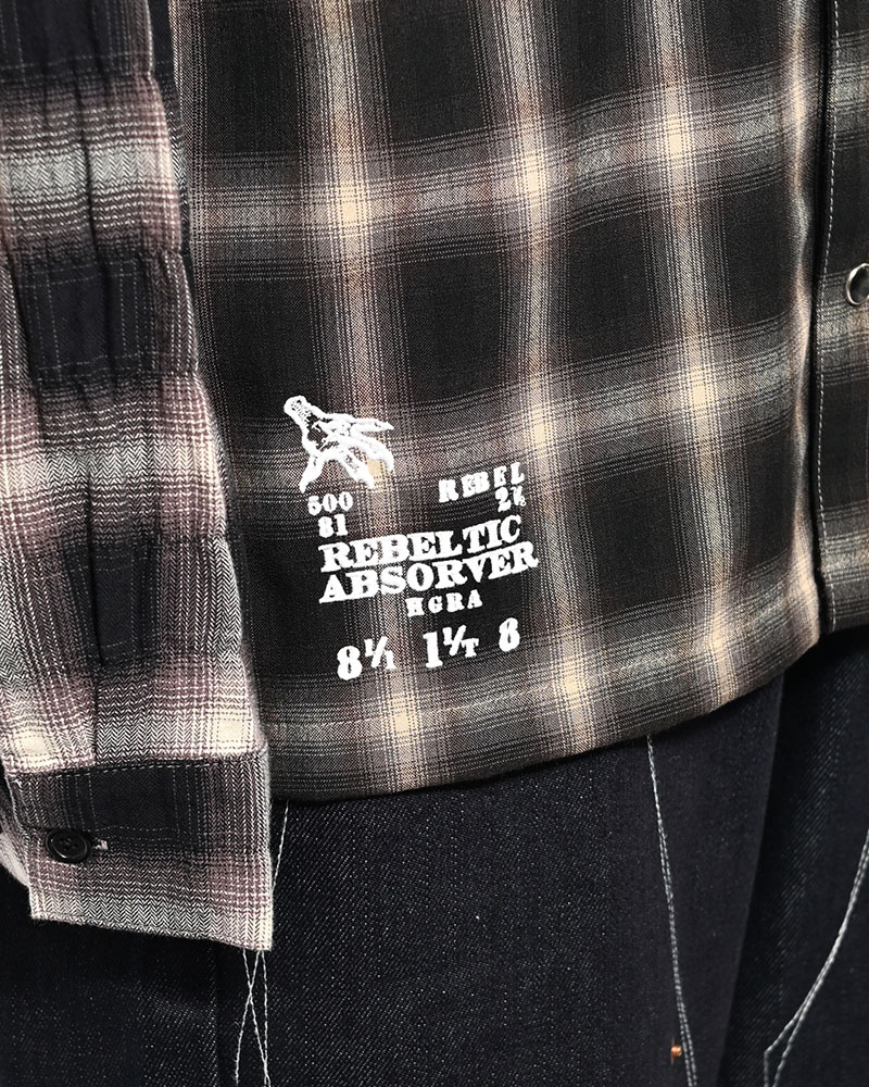 DIFFER SWITCHING CHECK SHIRT -BLACK-