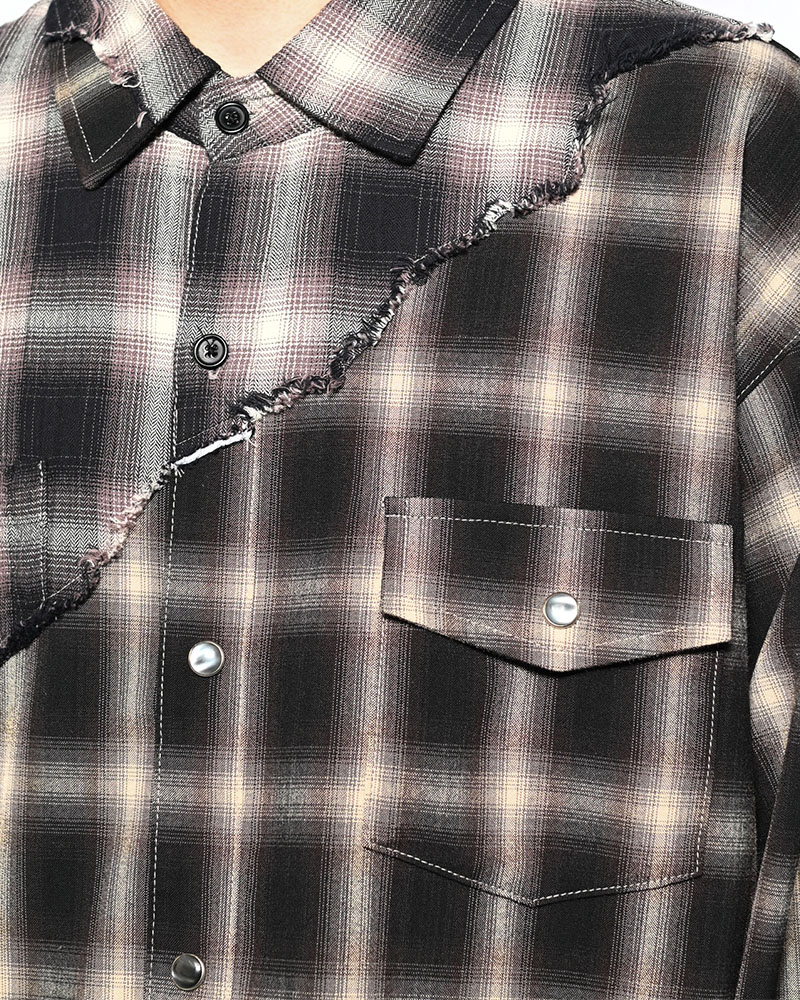 DIFFER SWITCHING CHECK SHIRT -BLACK-