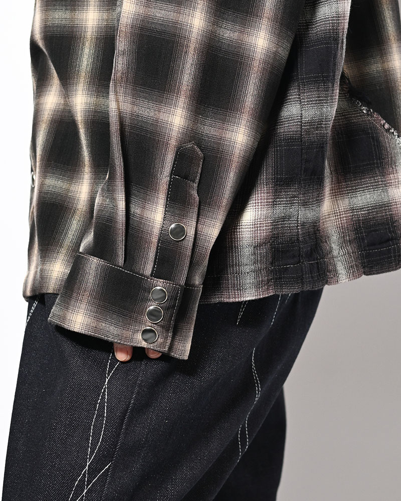 DIFFER SWITCHING CHECK SHIRT -BLACK-
