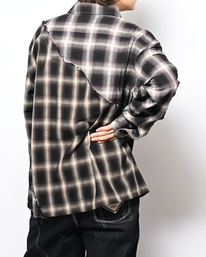 DIFFER SWITCHING CHECK SHIRT -BLACK-