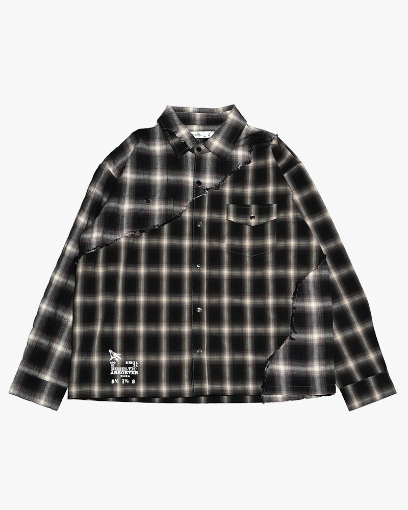 DIFFER SWITCHING CHECK SHIRT -BLACK-