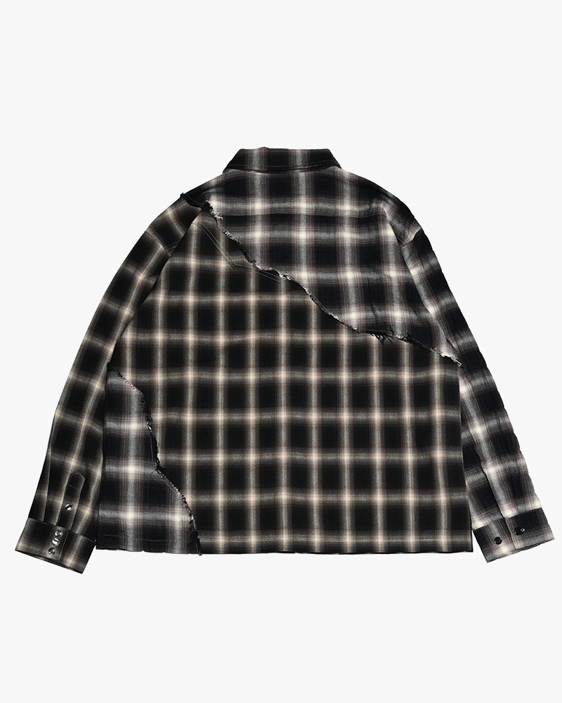 DIFFER SWITCHING CHECK SHIRT -BLACK-