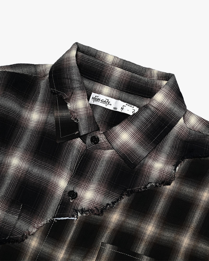 DIFFER SWITCHING CHECK SHIRT -BLACK-