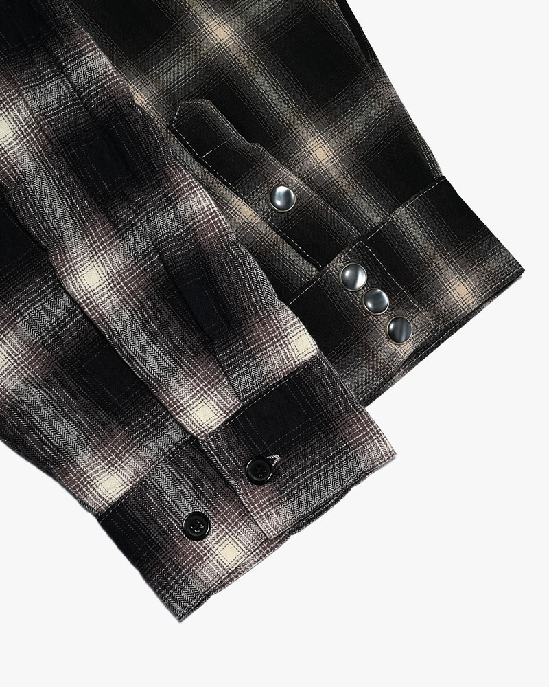 DIFFER SWITCHING CHECK SHIRT -BLACK-