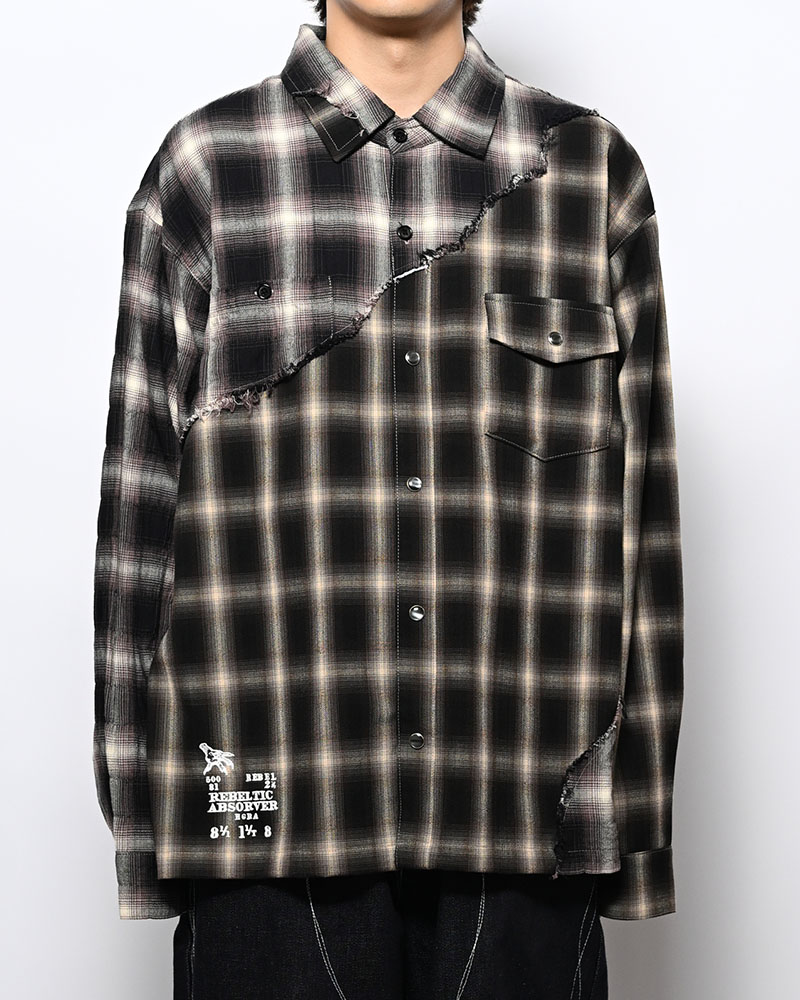 DIFFER SWITCHING CHECK SHIRT -BLACK-