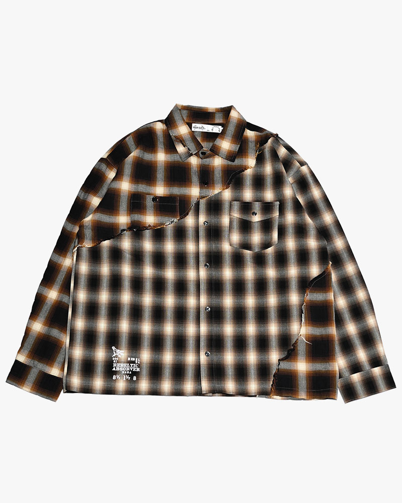 DIFFER SWITCHING CHECK SHIRT -BROWN-