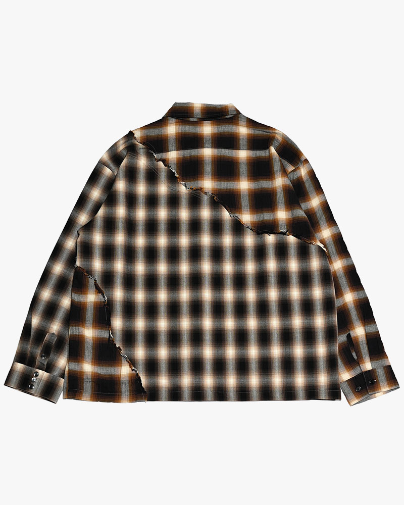 DIFFER SWITCHING CHECK SHIRT -BROWN-