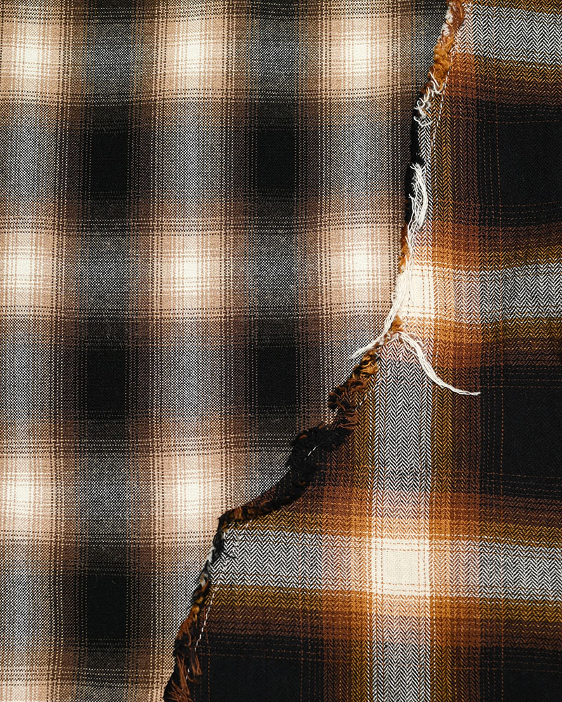 DIFFER SWITCHING CHECK SHIRT -BROWN-