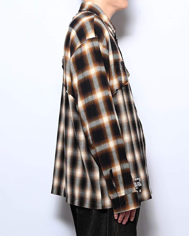 DIFFER SWITCHING CHECK SHIRT -BROWN-