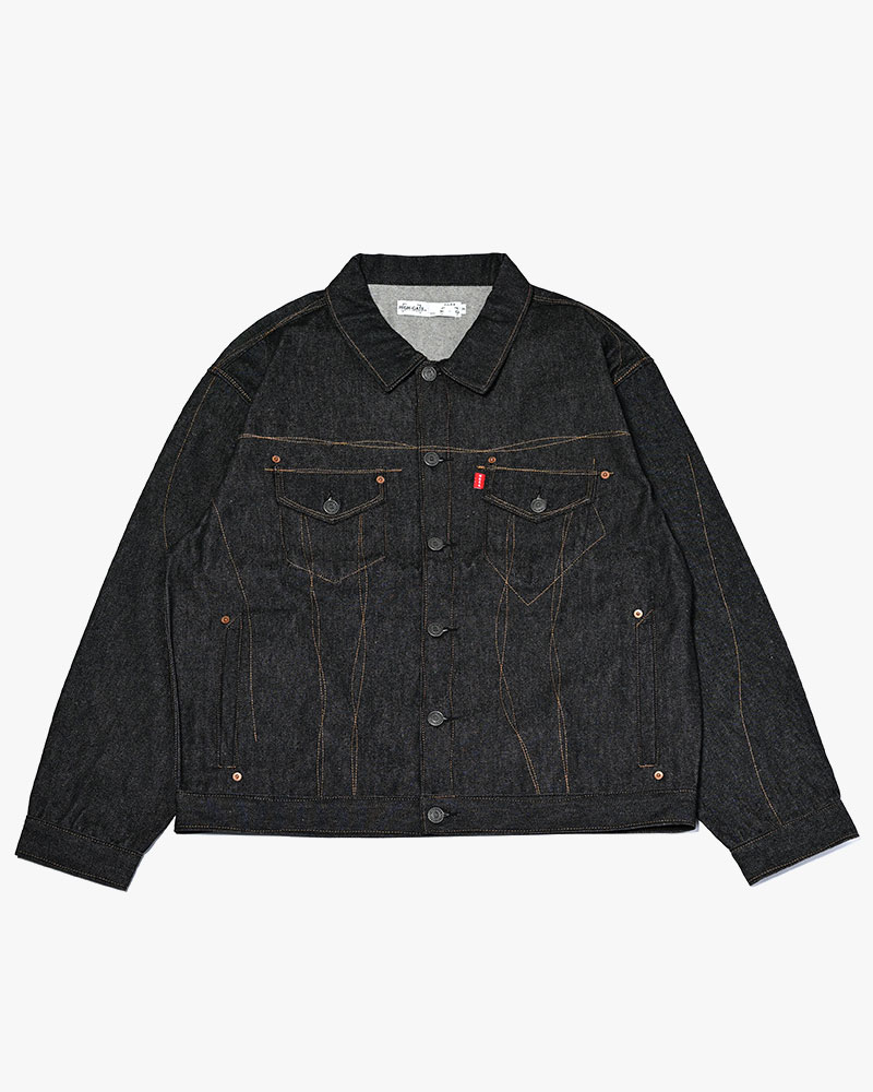 ROUGH STITCH DENIM JACKET -BLACK-