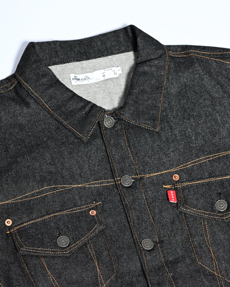 ROUGH STITCH DENIM JACKET -BLACK-