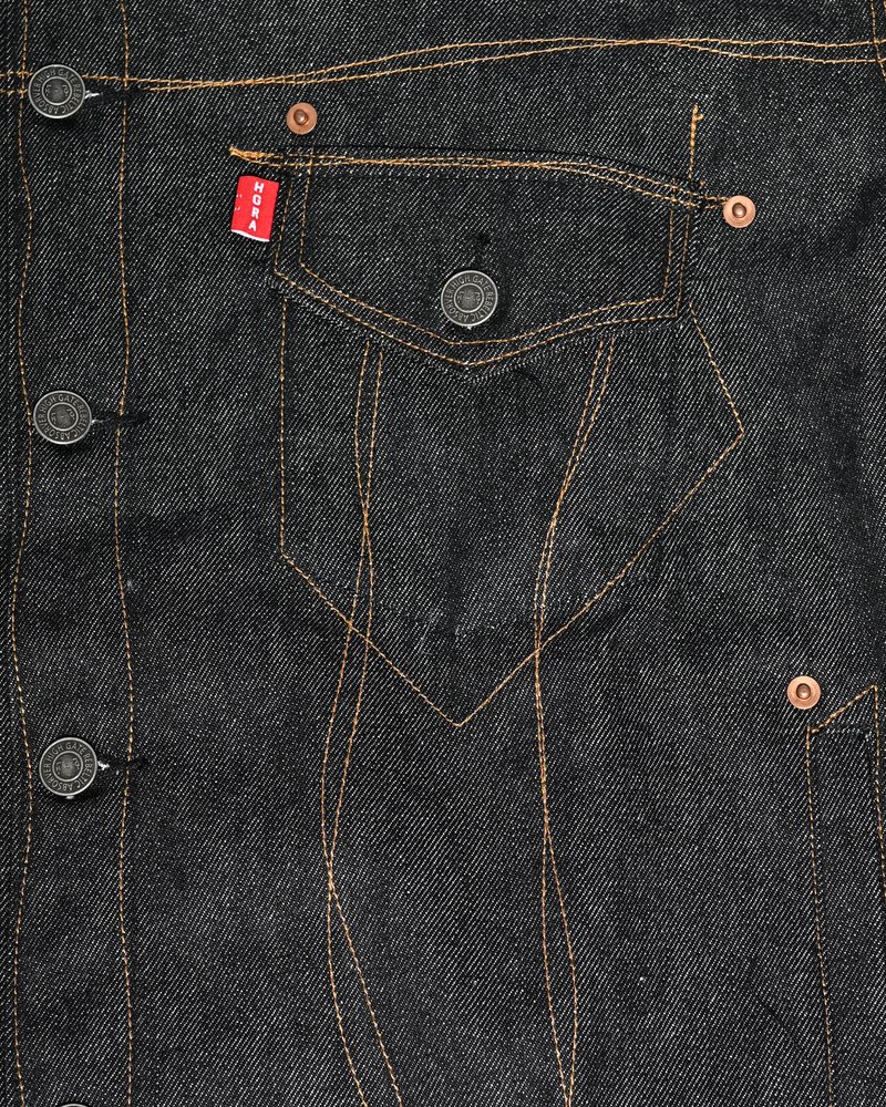 ROUGH STITCH DENIM JACKET -BLACK-