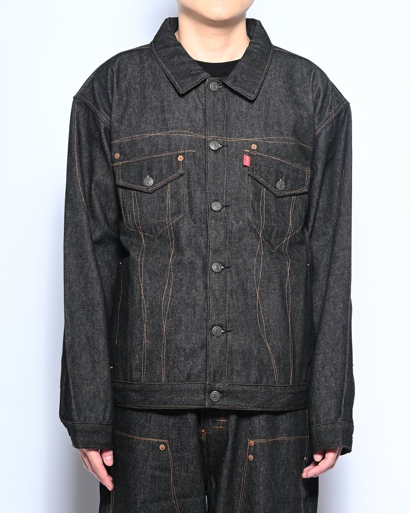 ROUGH STITCH DENIM JACKET -BLACK-