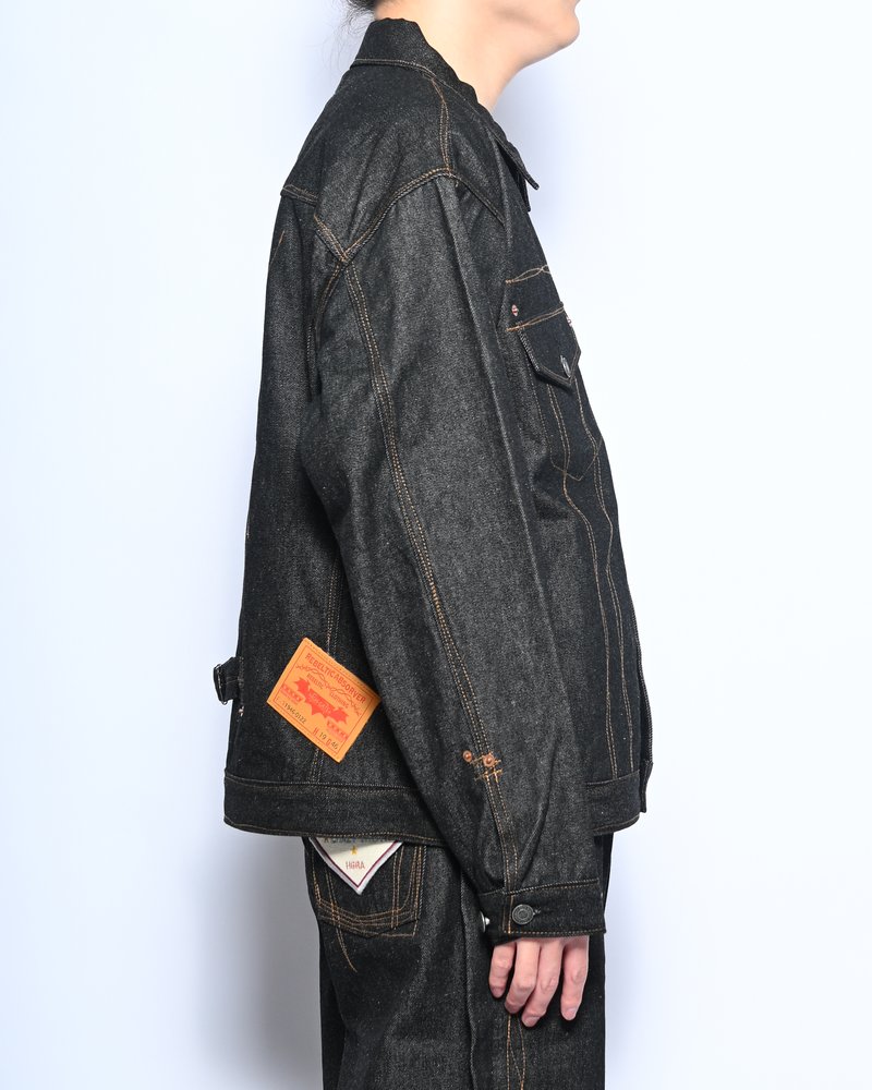 ROUGH STITCH DENIM JACKET -BLACK-