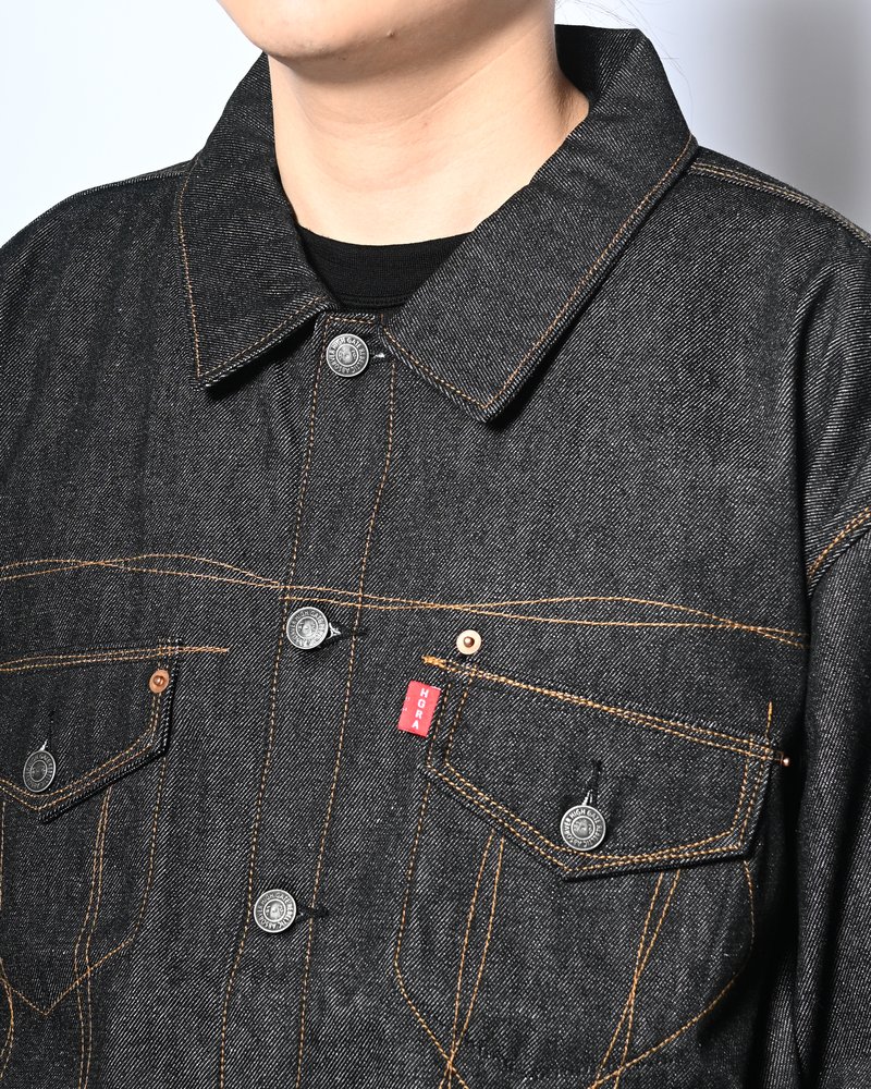 ROUGH STITCH DENIM JACKET -BLACK-
