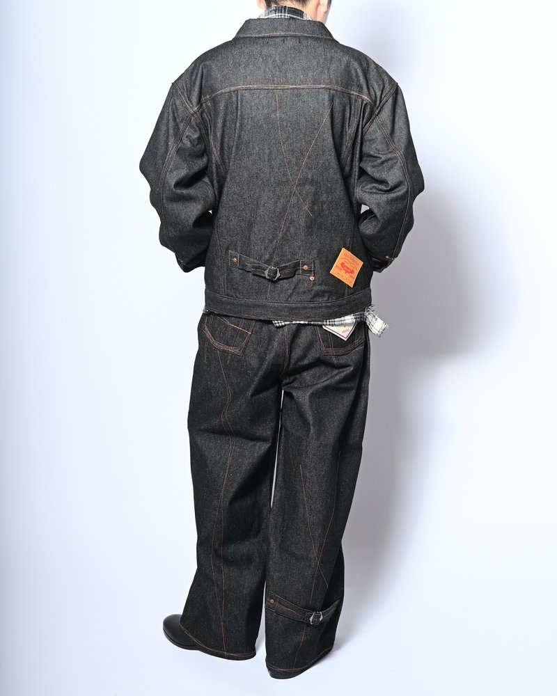 ROUGH STITCH DENIM JACKET -BLACK-