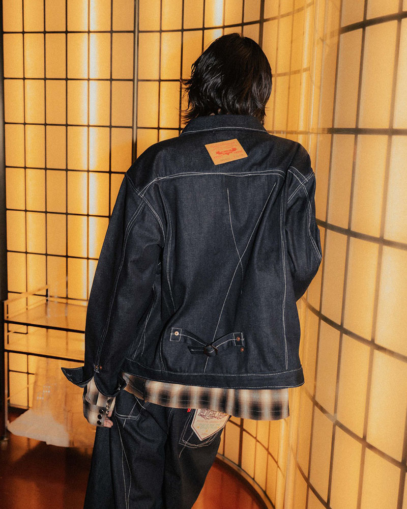 ROUGH STITCH DENIM JACKET -BLACK-