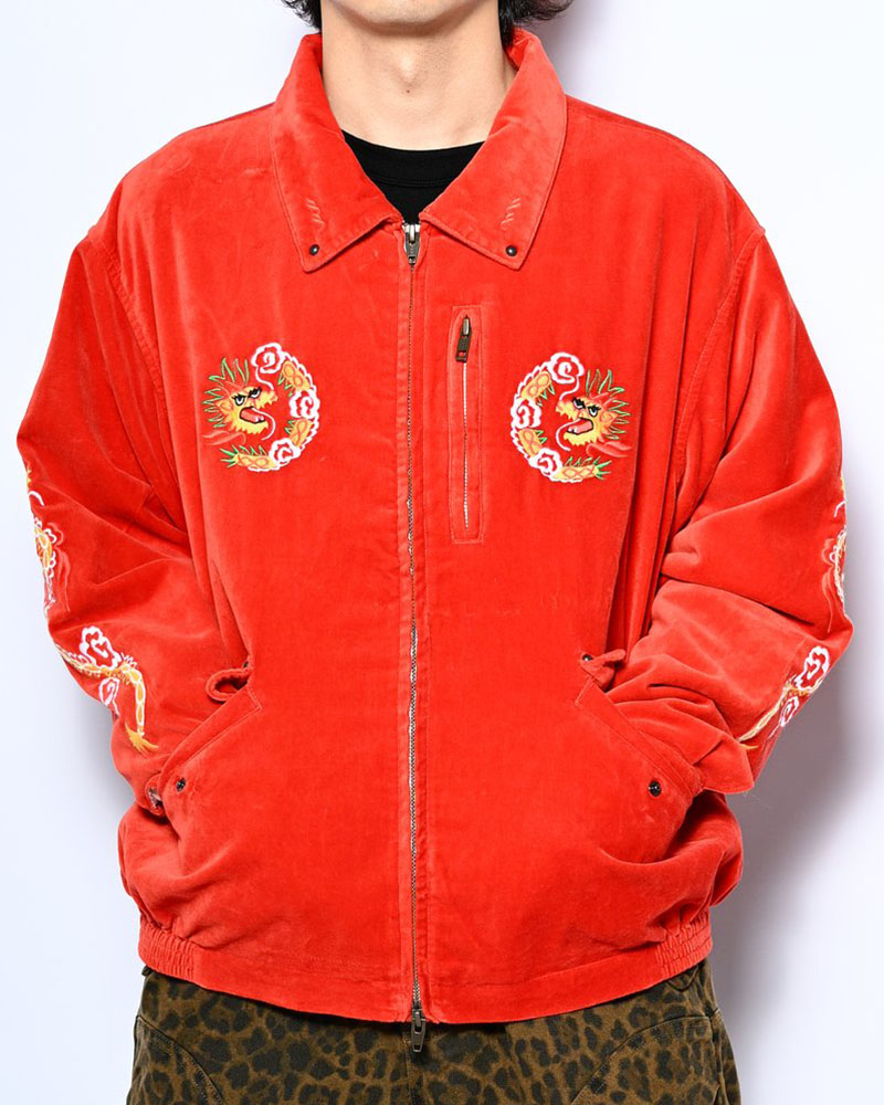 VELVETEEN SOUVENIR JACKET -ORANGE-