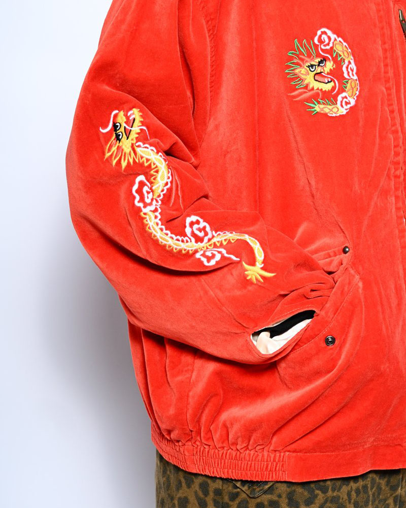 VELVETEEN SOUVENIR JACKET -ORANGE-