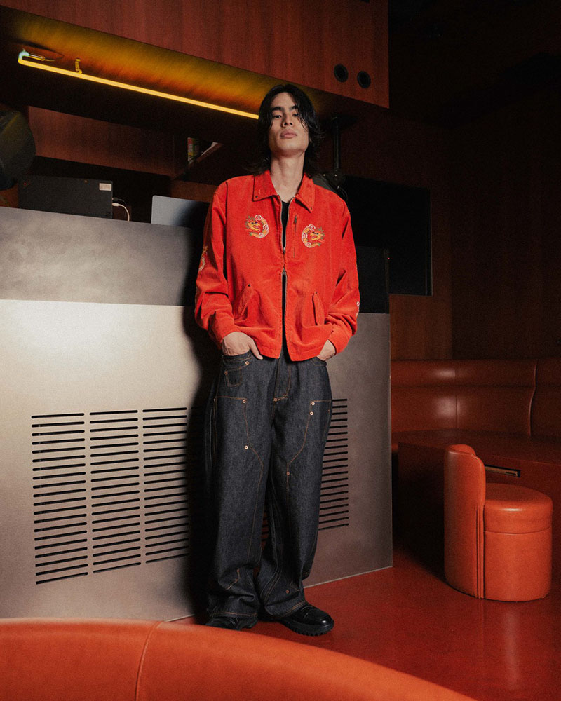 VELVETEEN SOUVENIR JACKET -ORANGE-