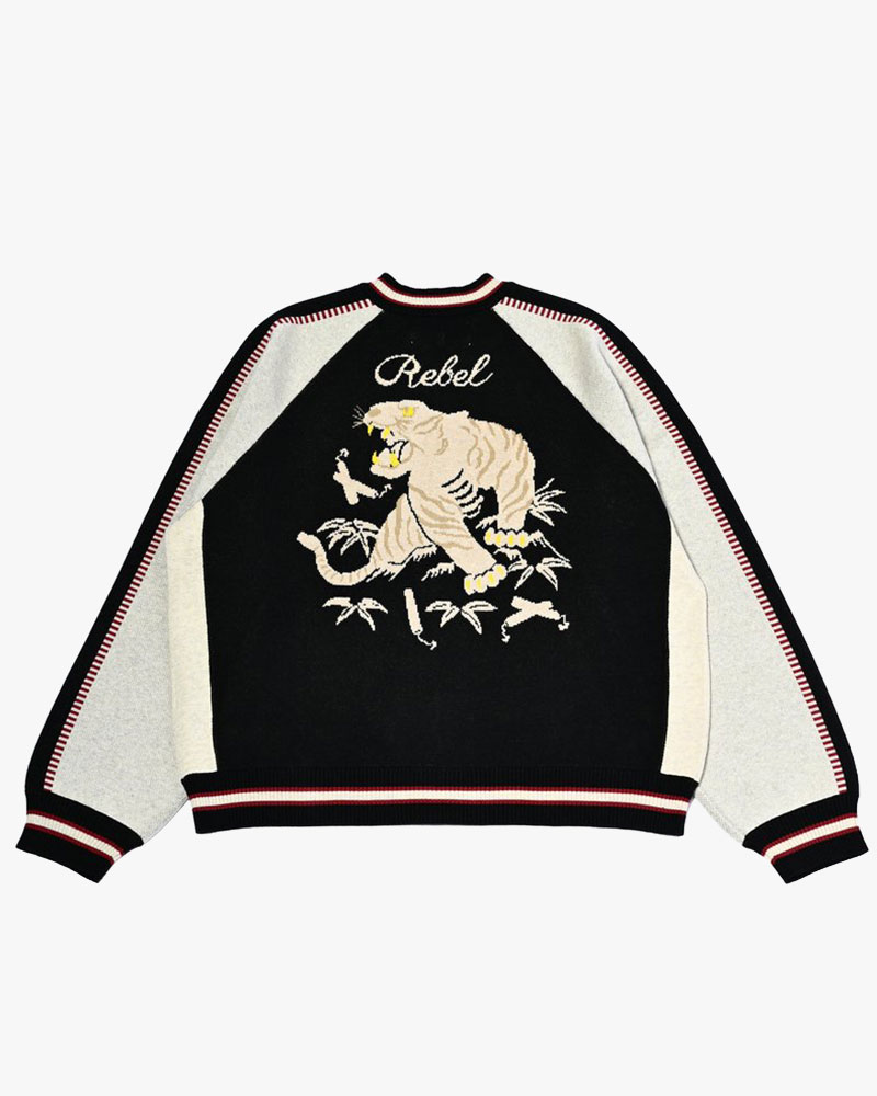 JACQUARD KNIT SUKA JACKET -BLACK-