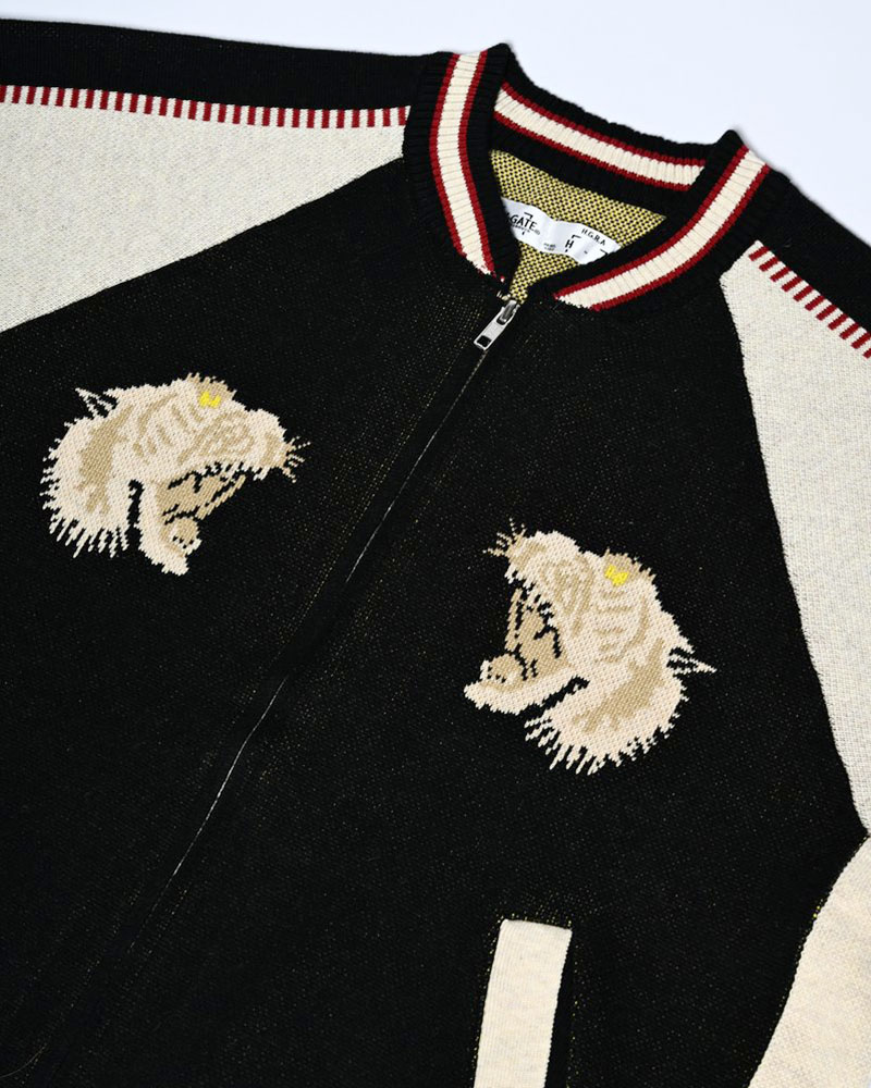 JACQUARD KNIT SUKA JACKET -BLACK-