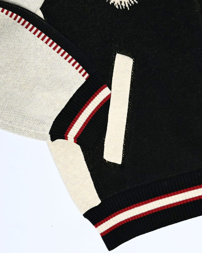 JACQUARD KNIT SUKA JACKET -BLACK-