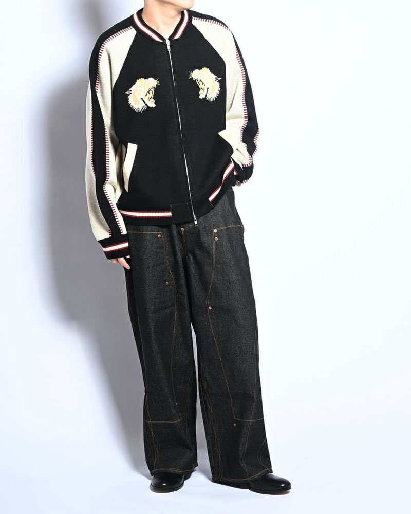 JACQUARD KNIT SUKA JACKET -BLACK-