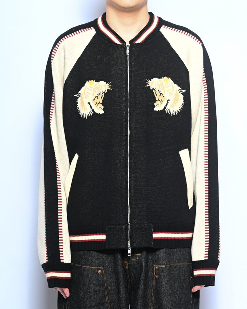 JACQUARD KNIT SUKA JACKET -BLACK-