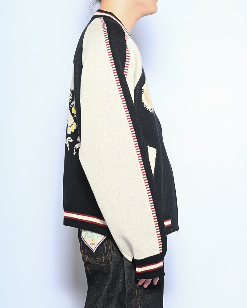 JACQUARD KNIT SUKA JACKET -BLACK-