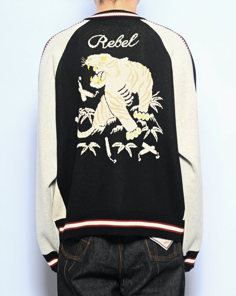 JACQUARD KNIT SUKA JACKET -BLACK-