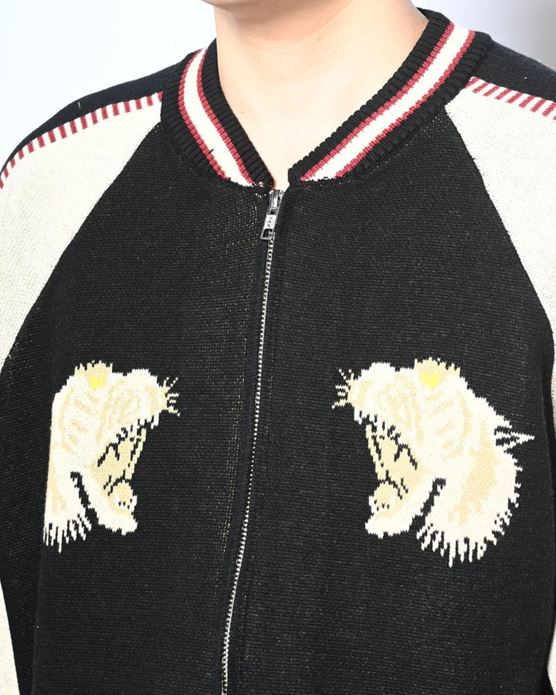 JACQUARD KNIT SUKA JACKET -BLACK-