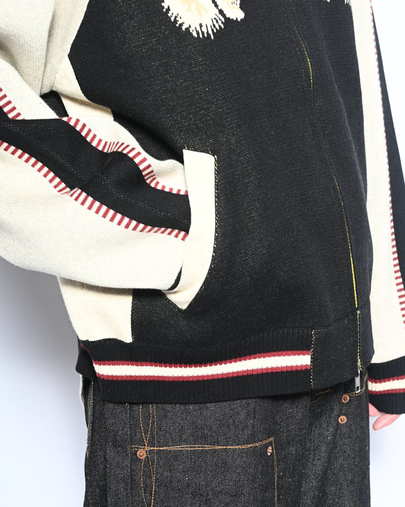 JACQUARD KNIT SUKA JACKET -BLACK-