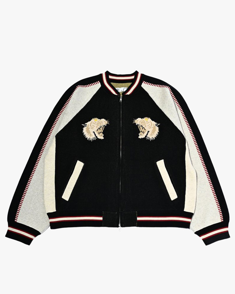 JACQUARD KNIT SUKA JACKET -BLACK-