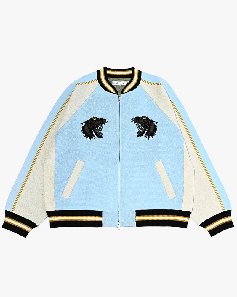JACQUARD KNIT SUKA JACKET -LIGHT BLUE-