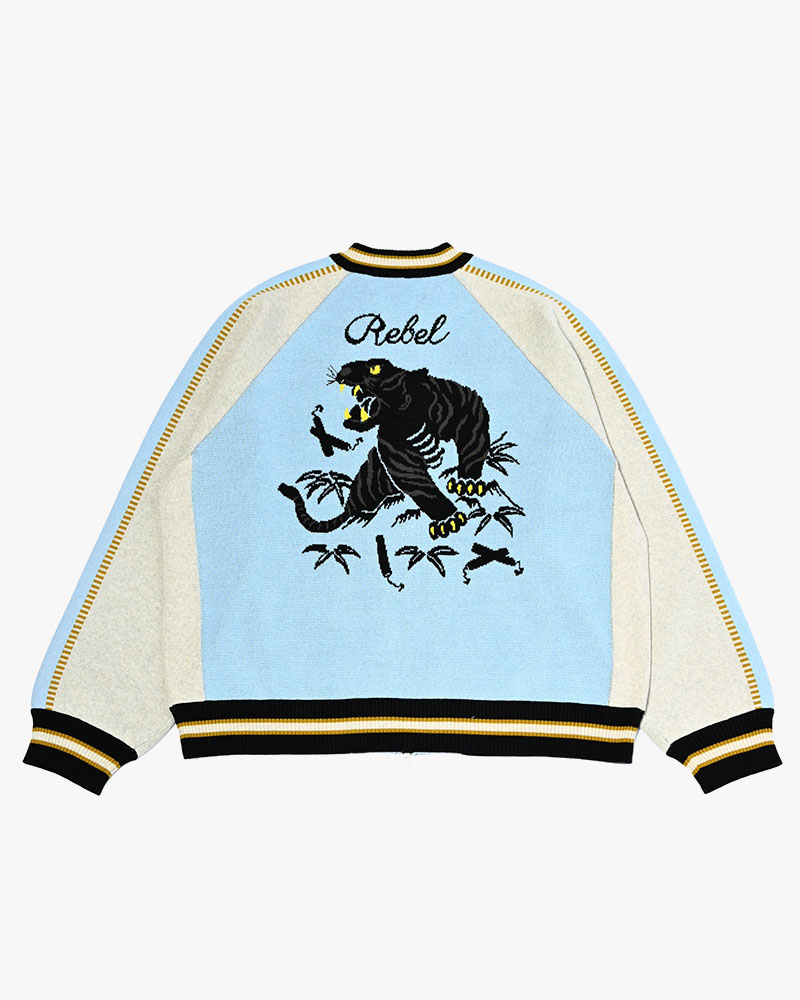 JACQUARD KNIT SUKA JACKET -LIGHT BLUE-