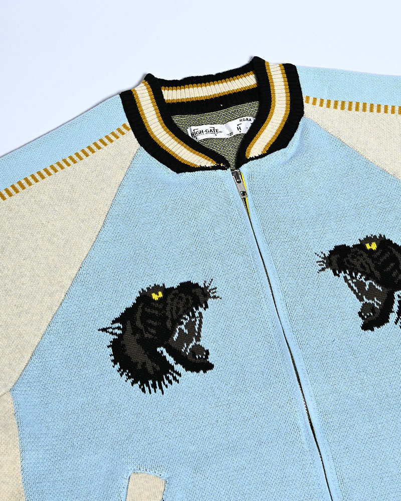 JACQUARD KNIT SUKA JACKET -LIGHT BLUE-