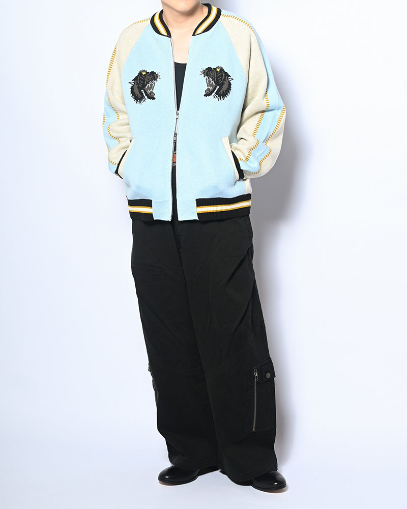 JACQUARD KNIT SUKA JACKET -LIGHT BLUE-