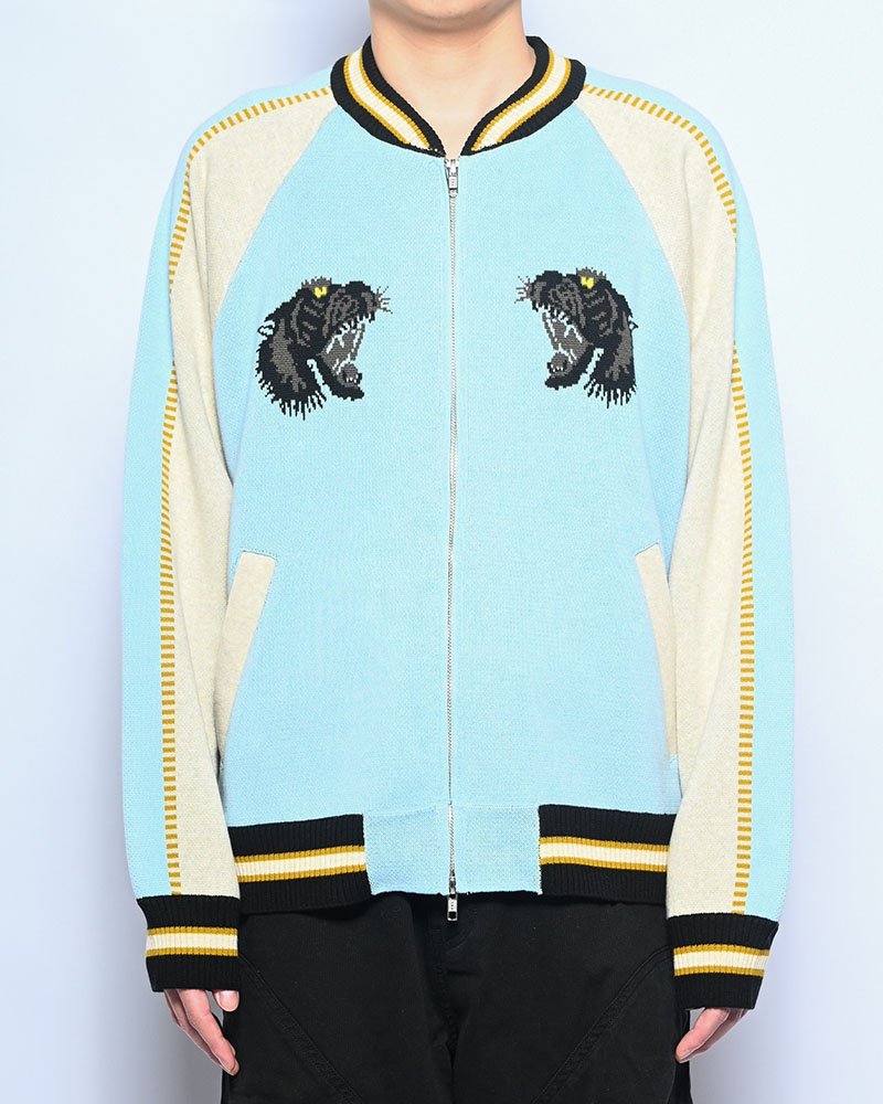 JACQUARD KNIT SUKA JACKET -LIGHT BLUE-