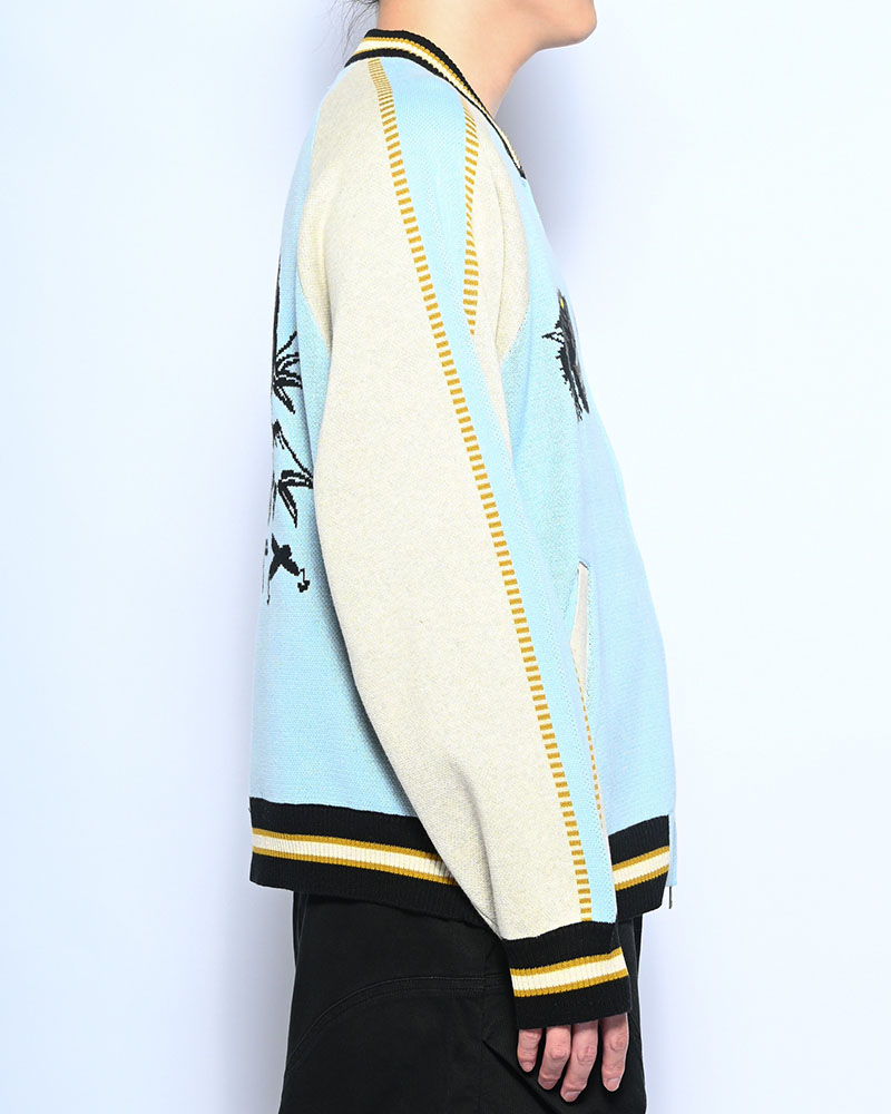 JACQUARD KNIT SUKA JACKET -LIGHT BLUE-