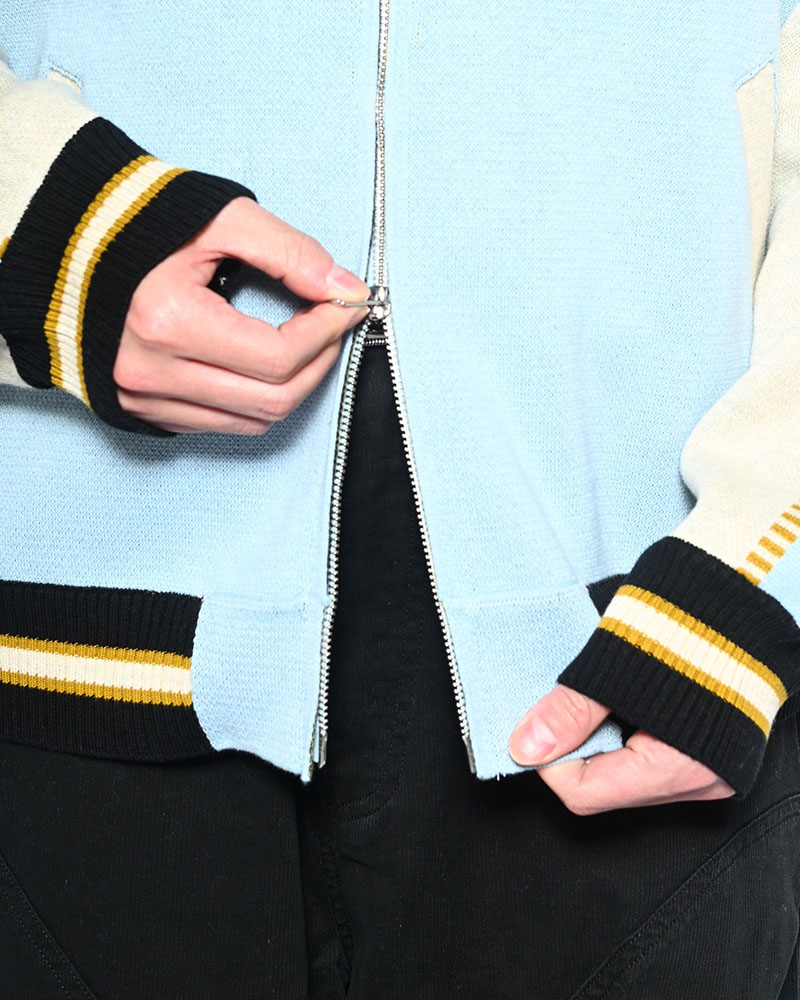 JACQUARD KNIT SUKA JACKET -LIGHT BLUE-