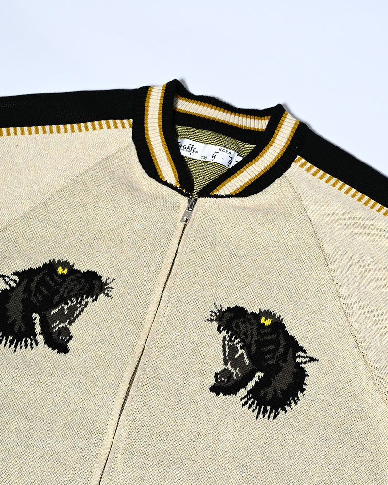 JACQUARD KNIT SUKA JACKET -OFF WHITE-