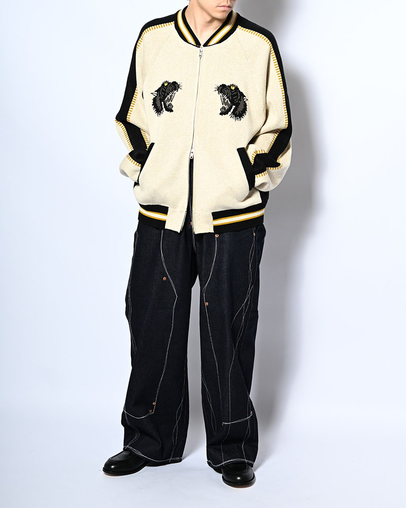 JACQUARD KNIT SUKA JACKET -OFF WHITE-