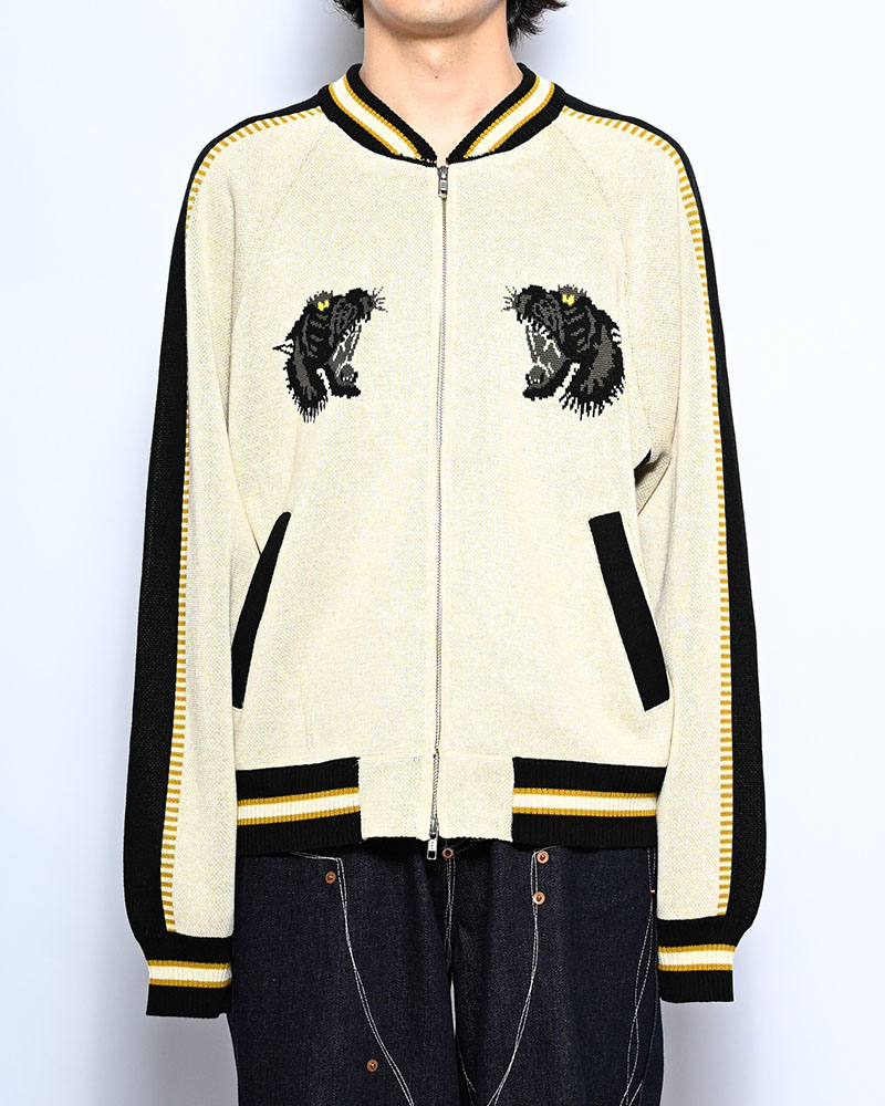 JACQUARD KNIT SUKA JACKET -OFF WHITE-
