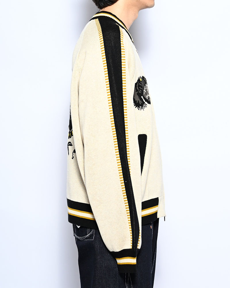 JACQUARD KNIT SUKA JACKET -OFF WHITE-