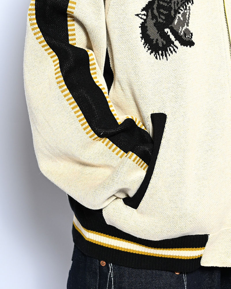 JACQUARD KNIT SUKA JACKET -OFF WHITE-