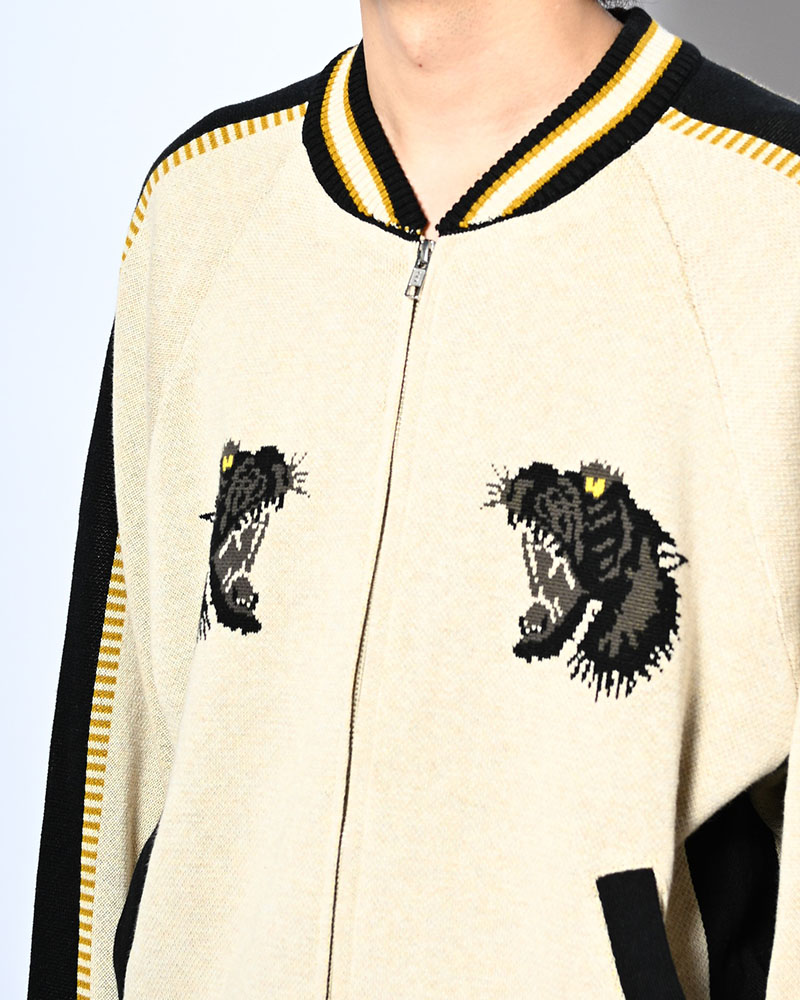 JACQUARD KNIT SUKA JACKET -OFF WHITE-