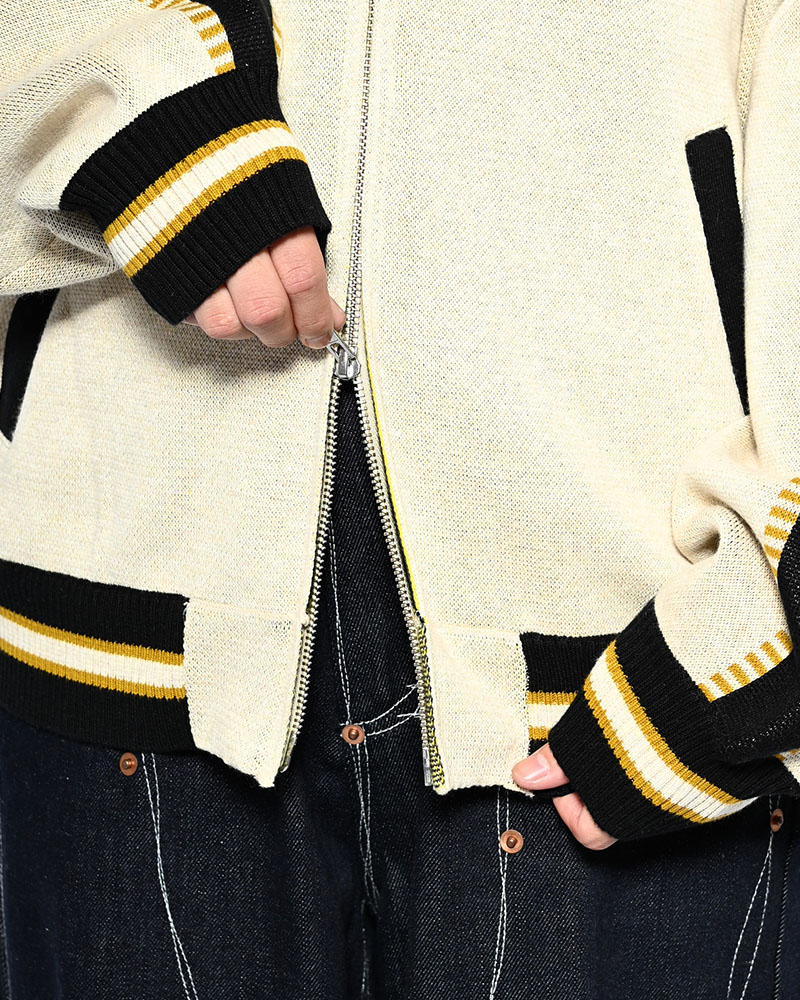 JACQUARD KNIT SUKA JACKET -OFF WHITE-